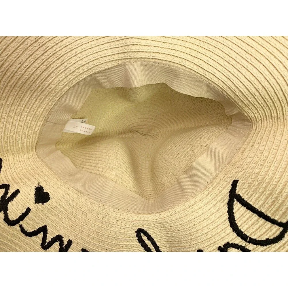 LC Lauren Conrad Beige 100% Paper Sun Hat Wide Brim Church Casual Beach Travel